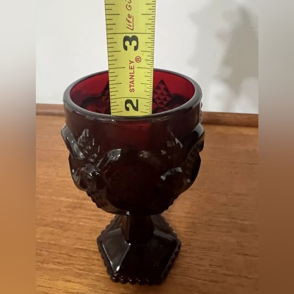 Vintage Avon Cape Cod 1876 Ruby Red Glass 1 Small Cordial Wine Goblet Textured - Picture 8 of 10
